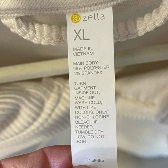 Zella Cream Ribbed Long-Sleeve Sweatshirt Size XL - Picture 3 of 7